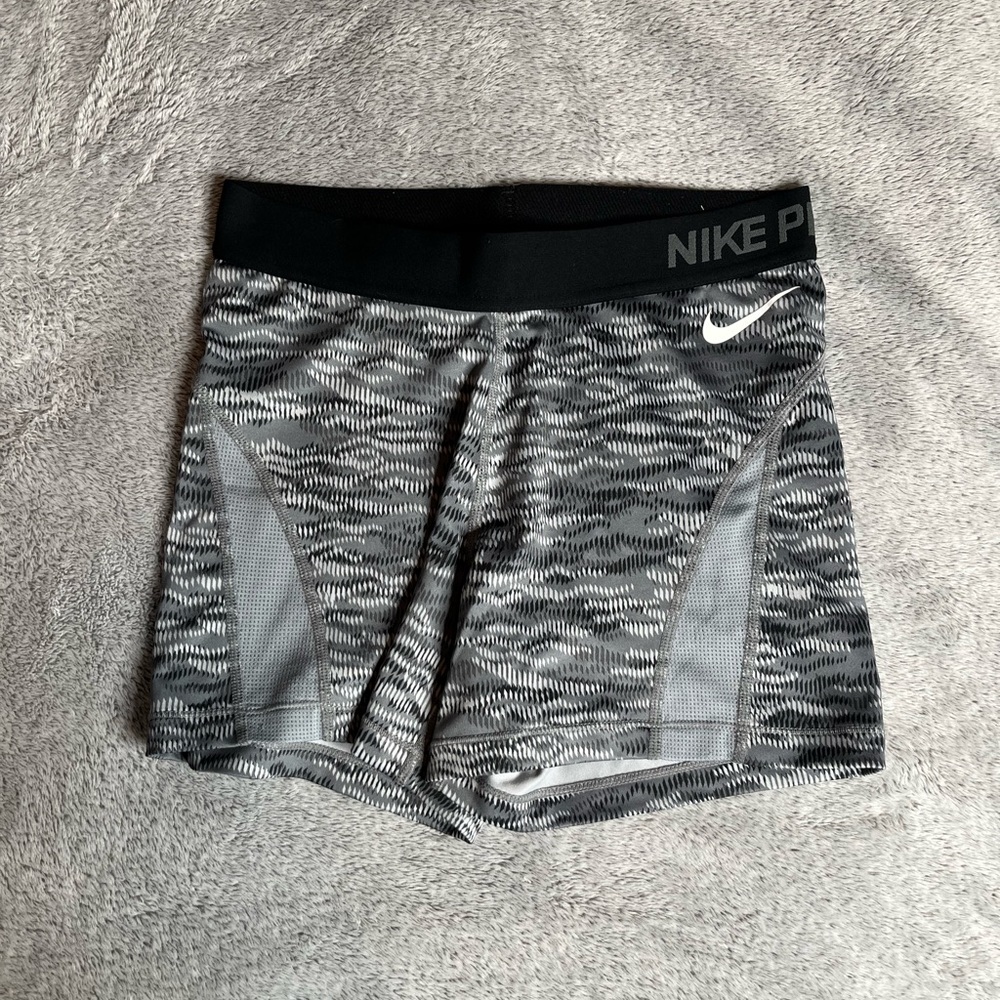 Nike Pro Gray with Black waistband Spandex Shorts